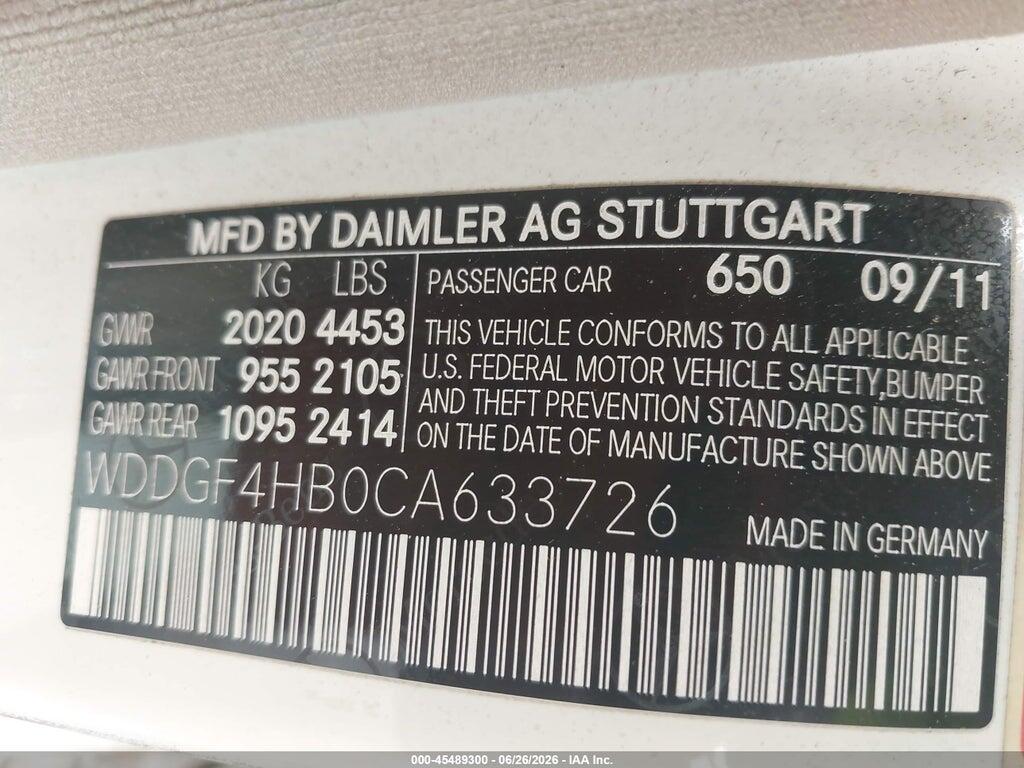 WDDGF4HB0CA633726 2012 MERCEDES-BENZ C 250 photo no. 9