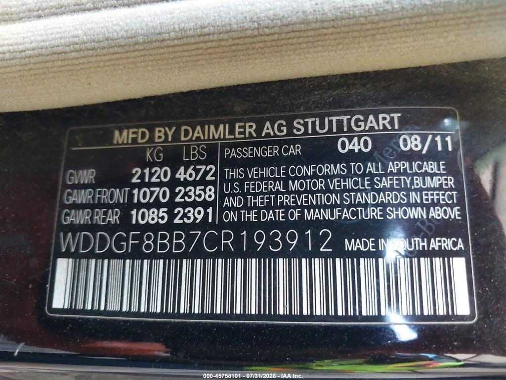 WDDGF8BB7CR193912 2012 MERCEDES-BENZ C 300 photo no. 9