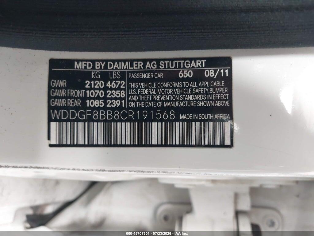 WDDGF8BB8CR191568 2012 MERCEDES-BENZ C 300 photo no. 9