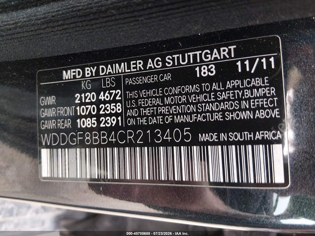 WDDGF8BB4CR213405 2012 MERCEDES-BENZ C 300 photo no. 9