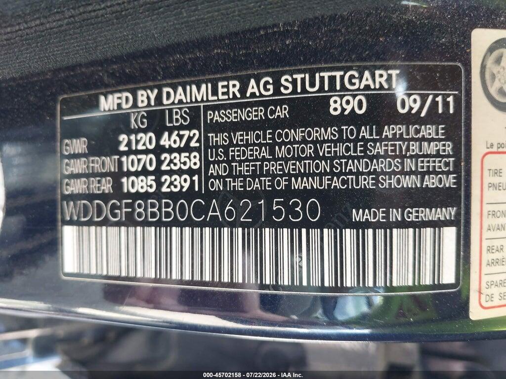 WDDGF8BB0CA621530 2012 MERCEDES-BENZ C 300 photo no. 9