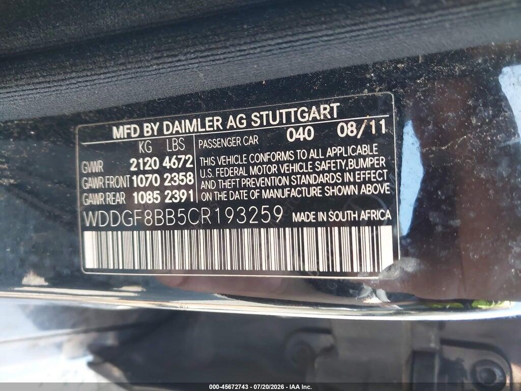 WDDGF8BB5CR193259 2012 MERCEDES-BENZ C 300 photo no. 9