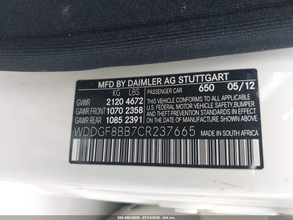 WDDGF8BB7CR237665 2012 MERCEDES-BENZ C 300 photo no. 9