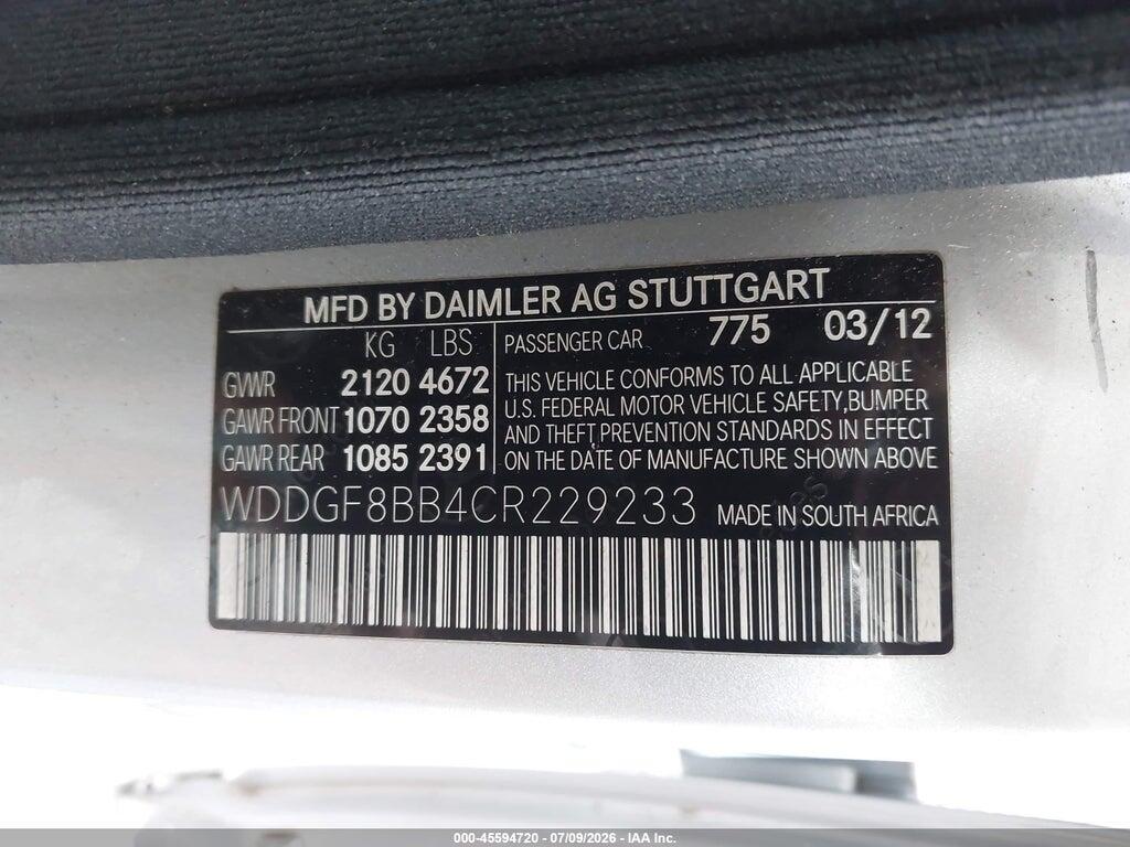 WDDGF8BB4CR229233 2012 MERCEDES-BENZ C 300 photo no. 9