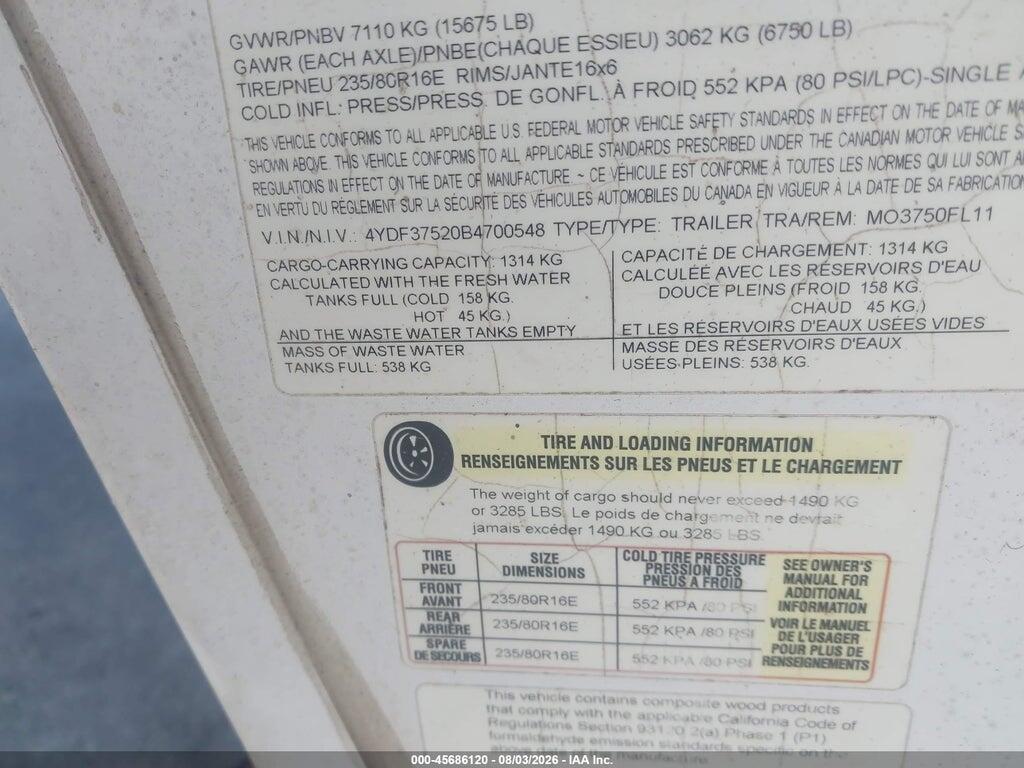 4YDF37520B4700548 2011 KEYSTONE MO3750FL11 MONTANA photo no. 9