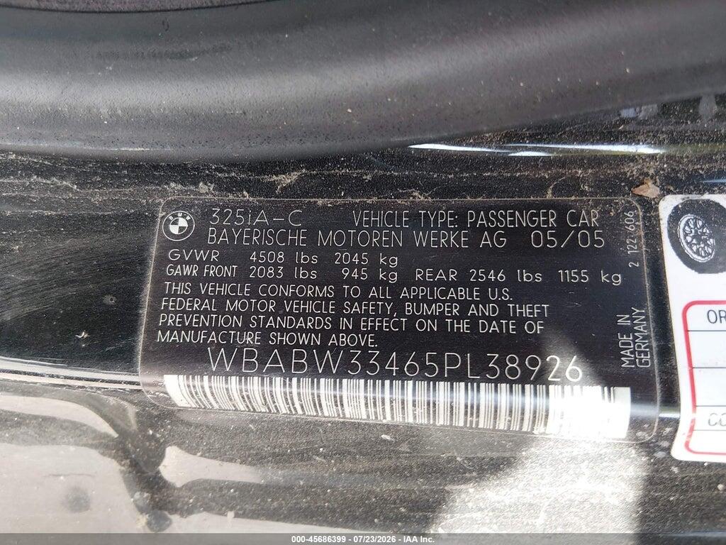 WBABW33465PL38926 2005 BMW 325CI photo no. 9
