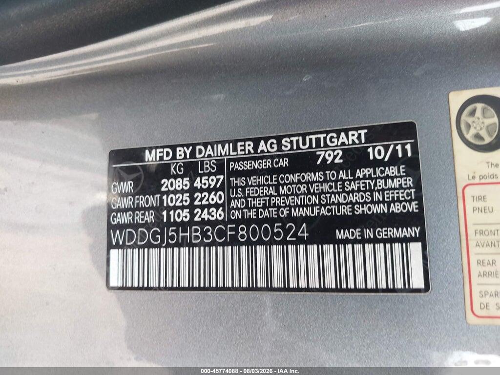 WDDGJ5HB3CF800524 2012 MERCEDES-BENZ C 350 photo no. 9