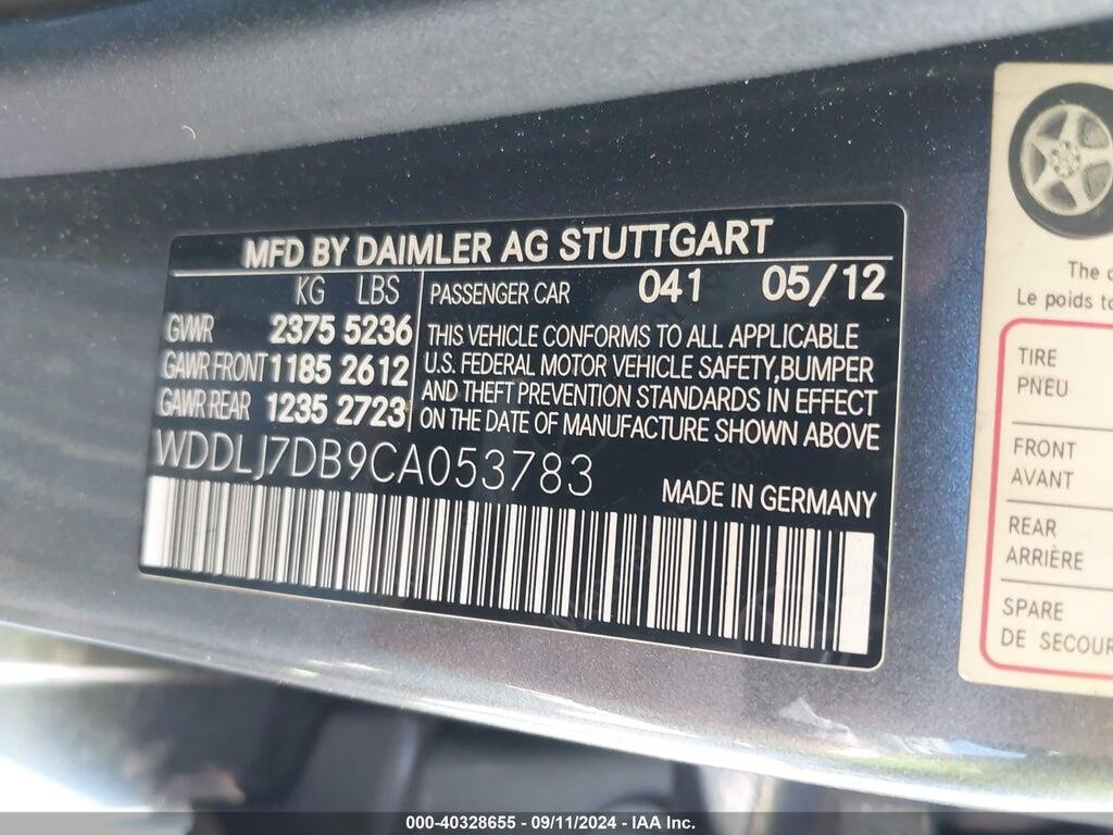 WDDLJ7DB9CA053783 2012 MERCEDES-BENZ CLS 550 photo no. 9