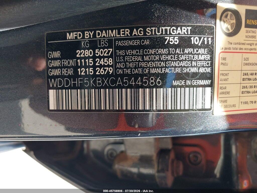 WDDHF5KBXCA544586 2012 MERCEDES-BENZ E 350 photo no. 9
