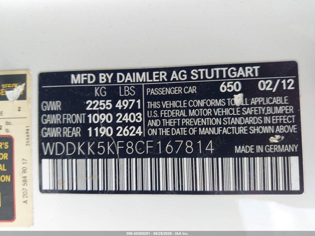 WDDKK5KF8CF167814 2012 MERCEDES-BENZ E 350 photo no. 9