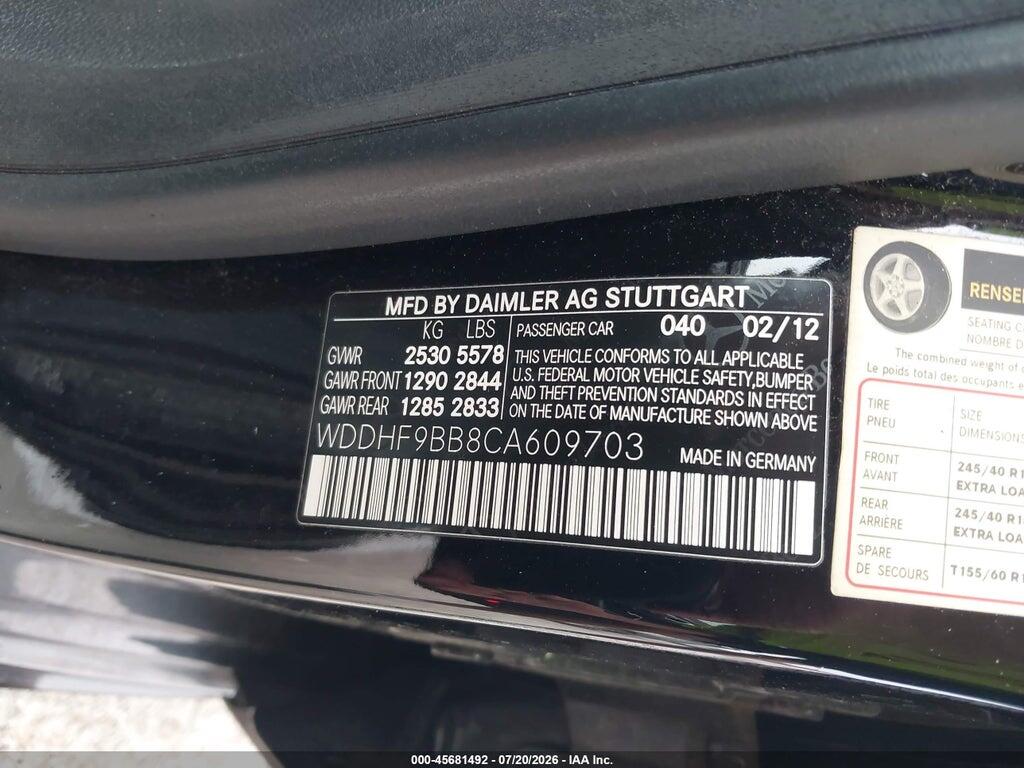 WDDHF9BB8CA609703 2012 MERCEDES-BENZ E 550 photo no. 9