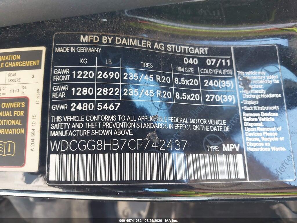 WDCGG8HB7CF742437 2012 MERCEDES-BENZ GLK photo no. 9
