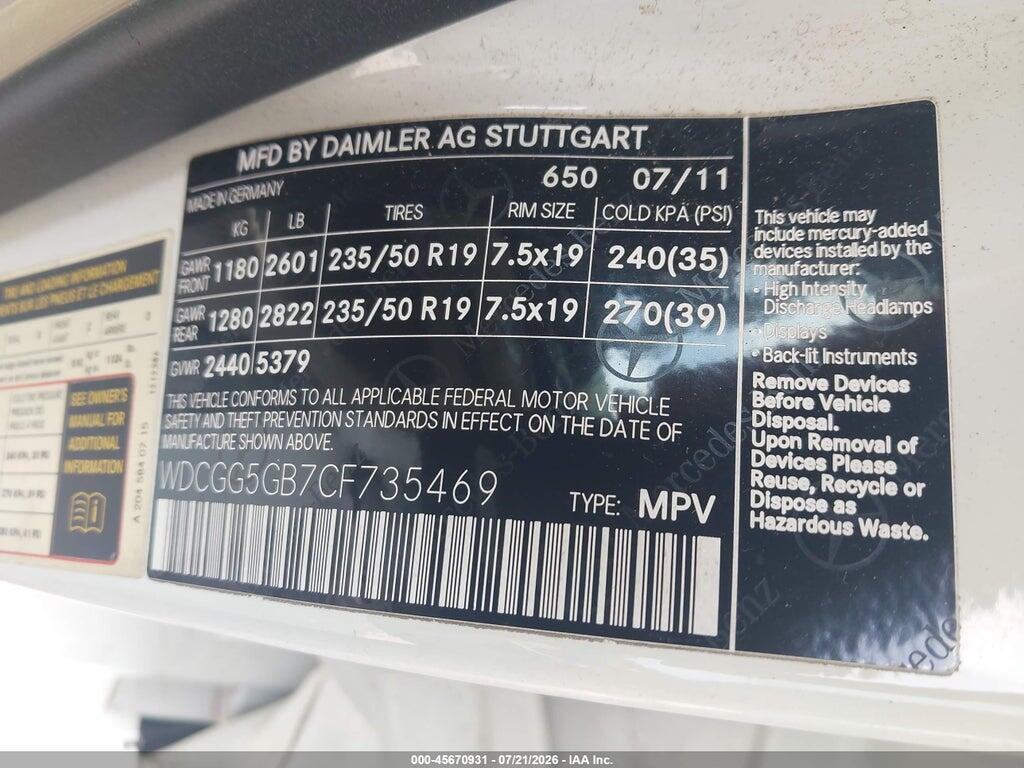 WDCGG5GB7CF735469 2012 MERCEDES-BENZ GLK 350 photo no. 9