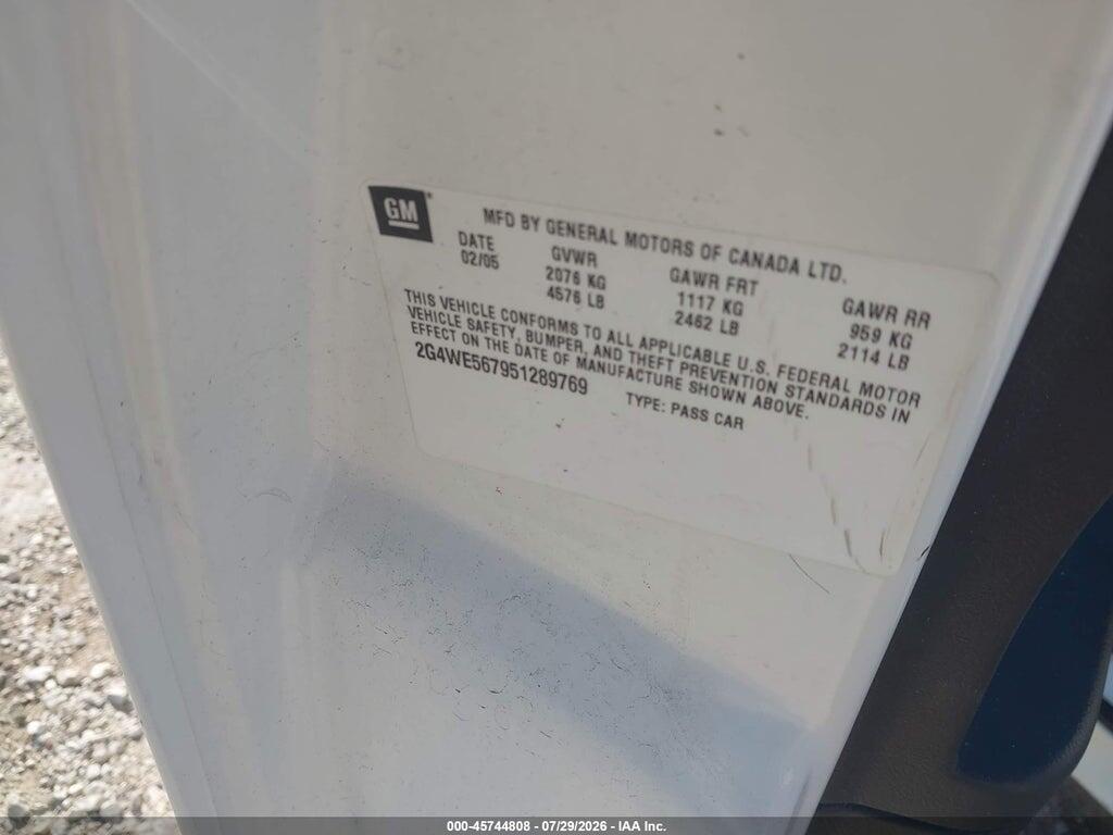 2G4WE567951289769 2005 BUICK LACROSSE photo no. 9
