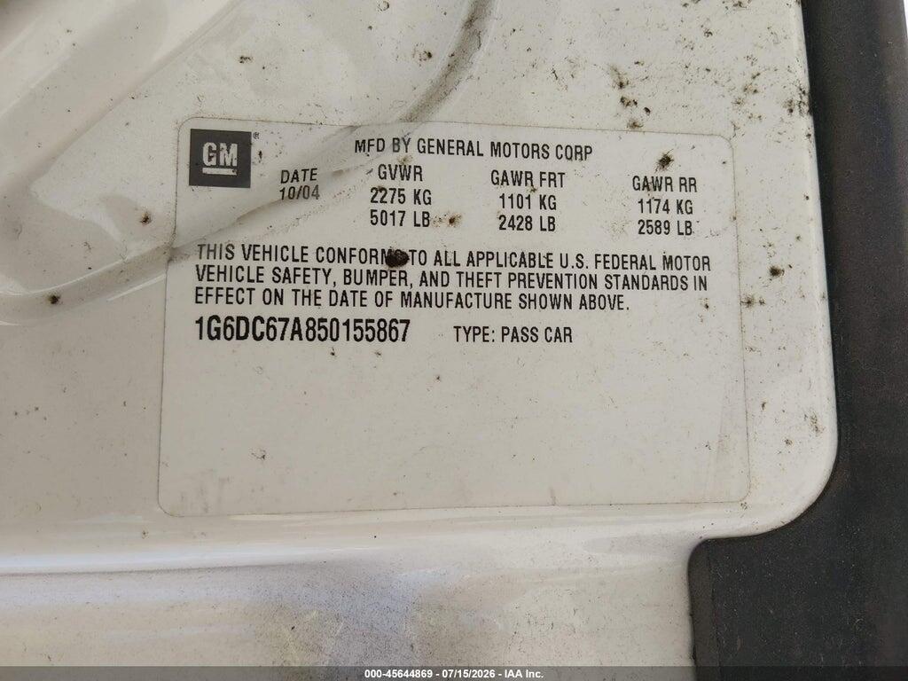 1G6DC67A850155867 2005 CADILLAC STS photo no. 9