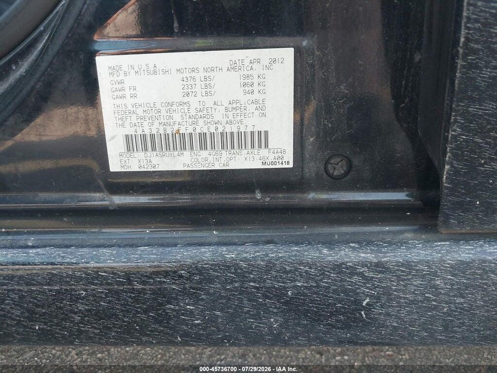 4A32B2FF0CE021977 2012 MITSUBISHI GALANT photo no. 9