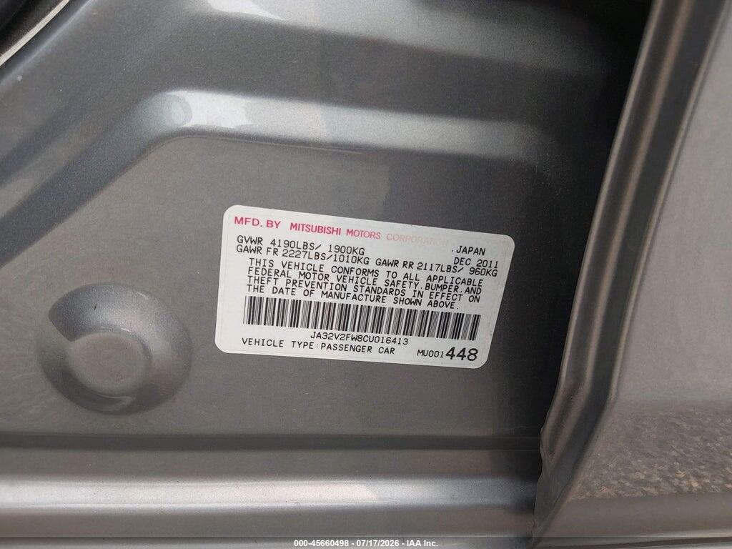 JA32V2FW8CU016413 2012 MITSUBISHI LANCER photo no. 9