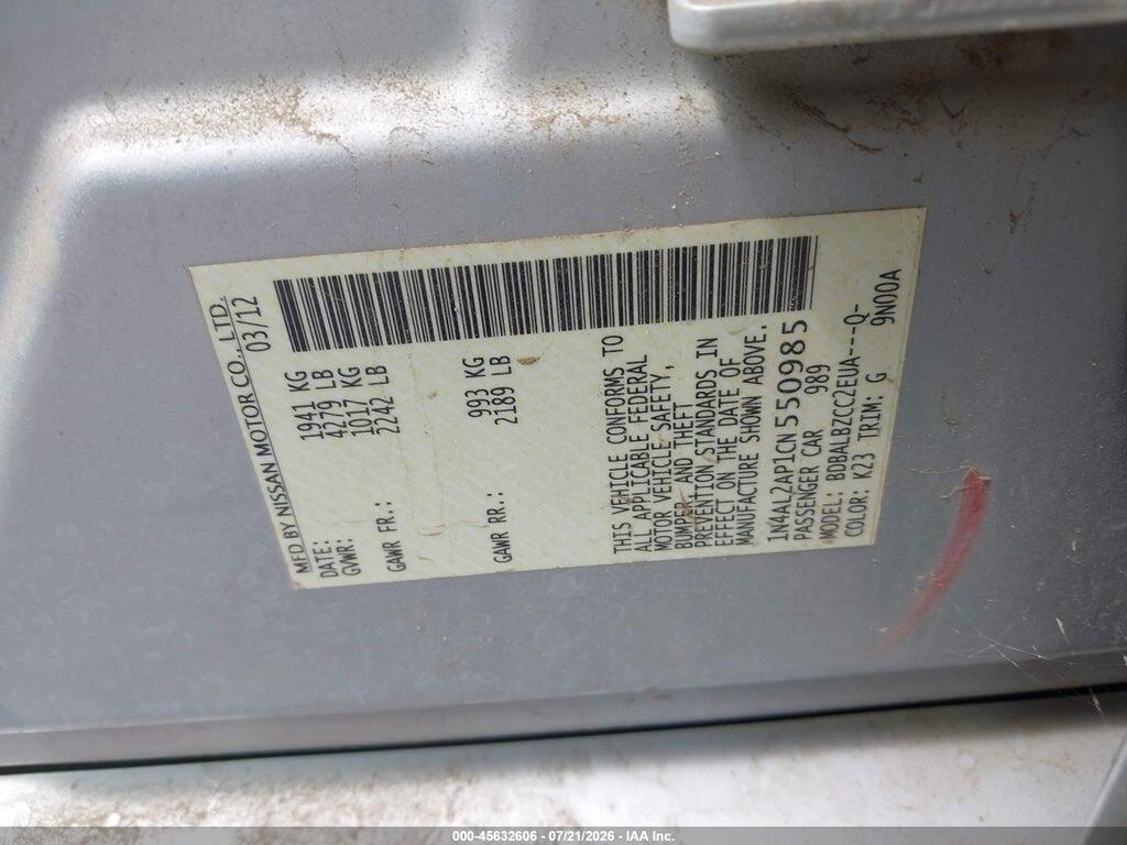1N4AL2AP1CN550985 2012 NISSAN ALTIMA photo no. 9