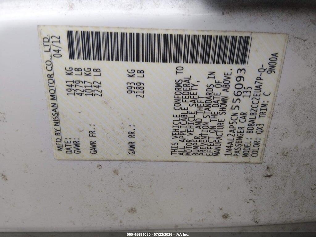 1N4AL2AP5CN556093 2012 NISSAN ALTIMA photo no. 9