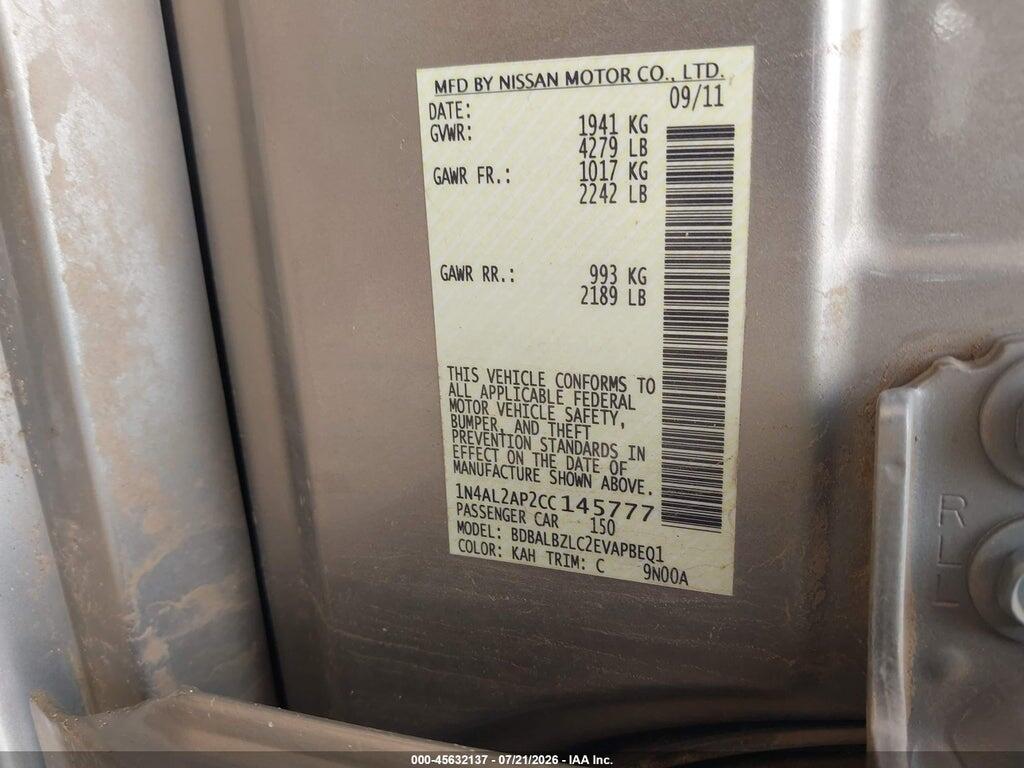 1N4AL2AP2CC145777 2012 NISSAN ALTIMA photo no. 9