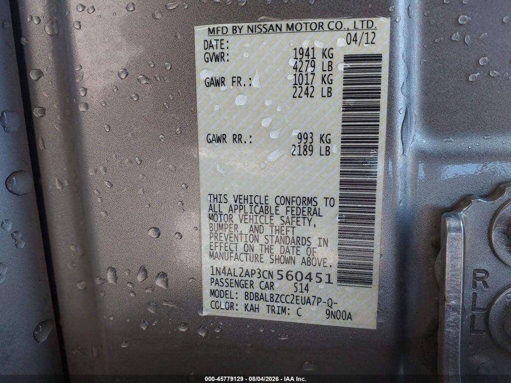 1N4AL2AP3CN560451 2012 NISSAN ALTIMA photo no. 9