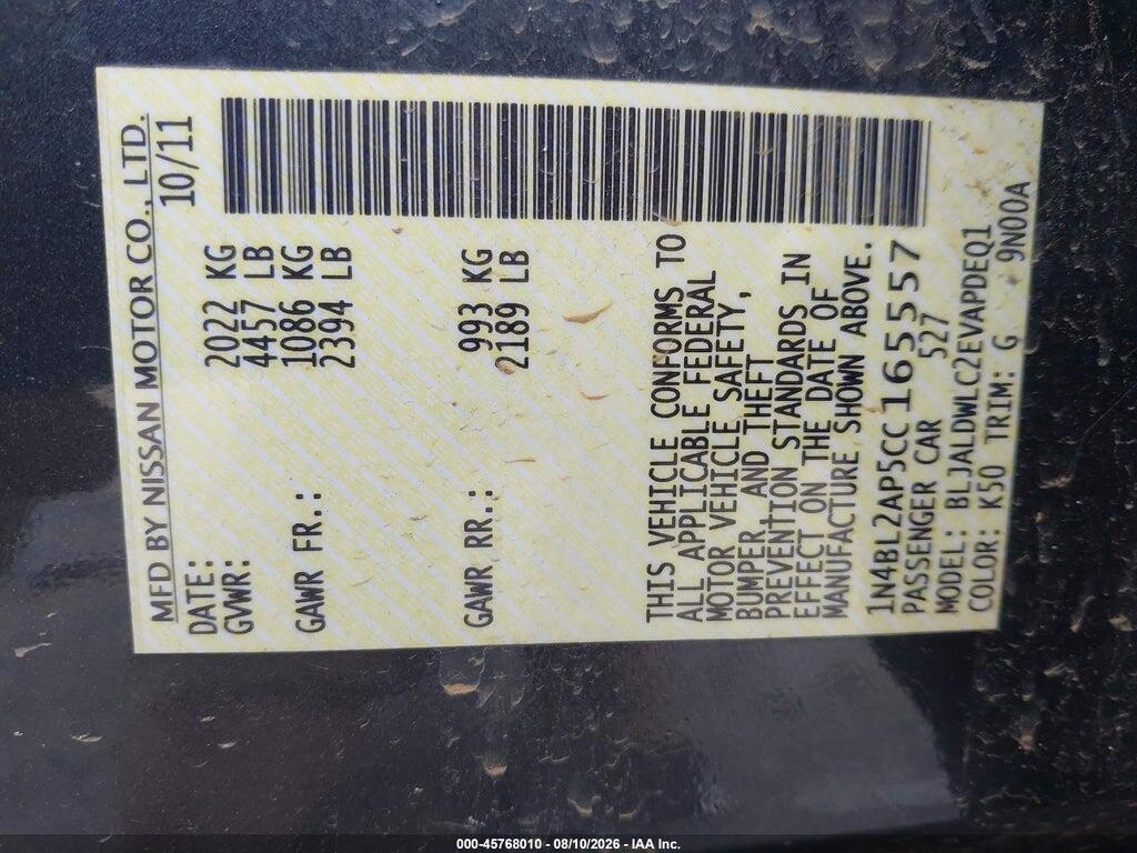 1N4BL2AP5CC165557 2012 NISSAN ALTIMA photo no. 9