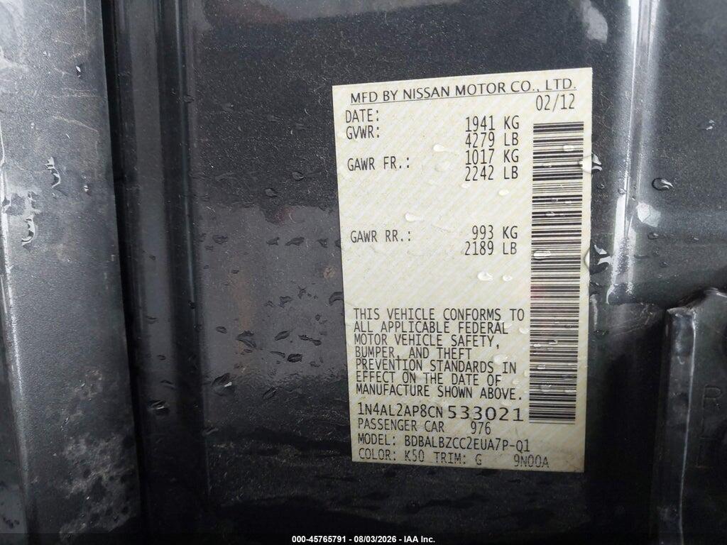 1N4AL2AP8CN533021 2012 NISSAN ALTIMA photo no. 9