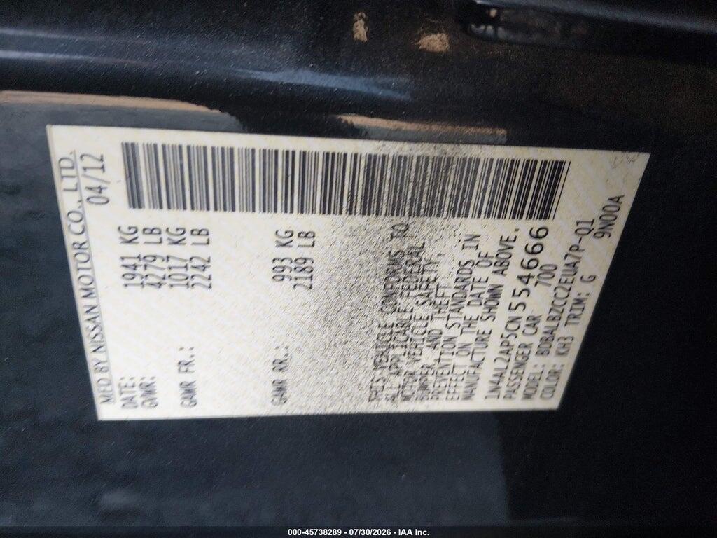 1N4AL2AP5CN554666 2012 NISSAN ALTIMA photo no. 9