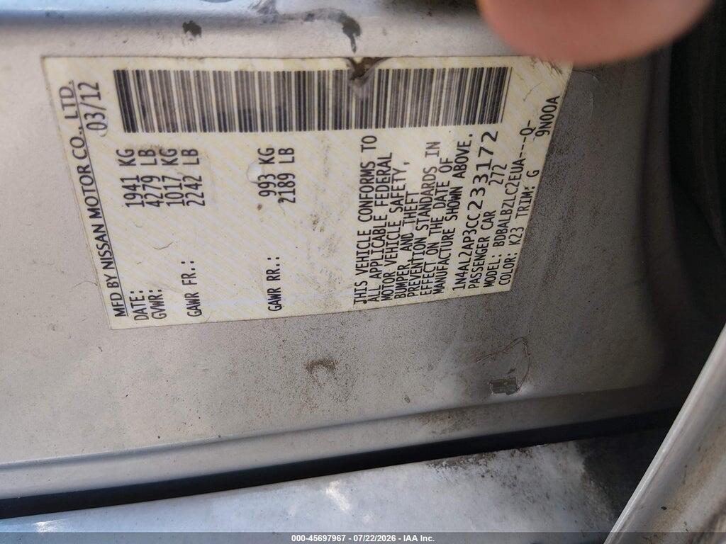 1N4AL2AP3CC233172 2012 NISSAN ALTIMA photo no. 9