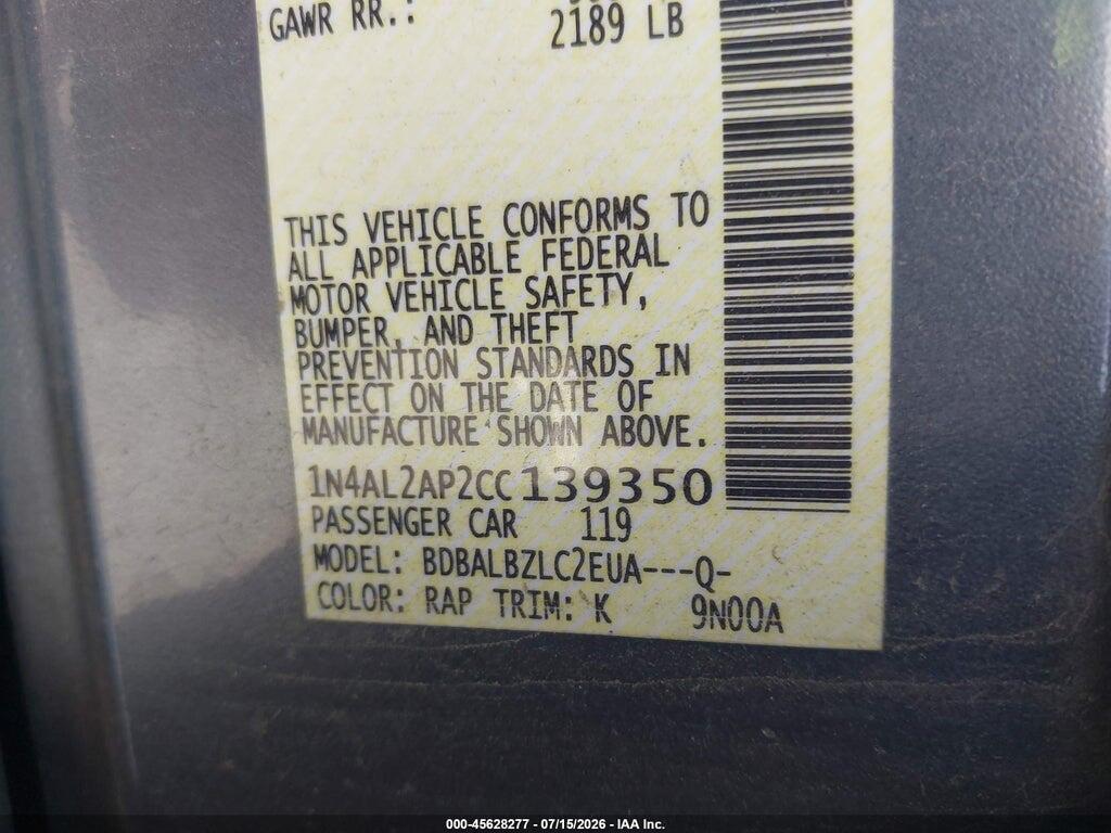 1N4AL2AP2CC139350 2012 NISSAN ALTIMA photo no. 9