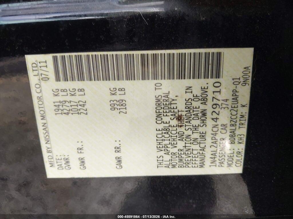 1N4AL2AP4CN429710 2012 NISSAN ALTIMA photo no. 9