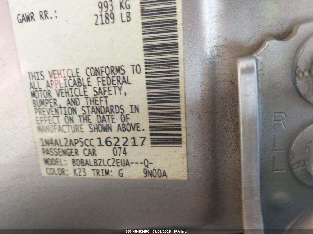 1N4AL2AP5CC162217 2012 NISSAN ALTIMA photo no. 9