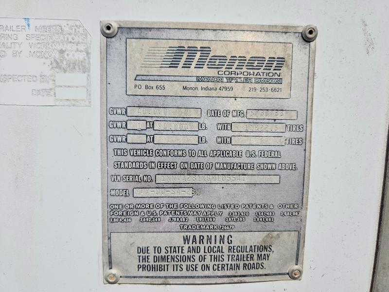 1986 MONON DRY VAN TRAILER — Фото 10 из 10