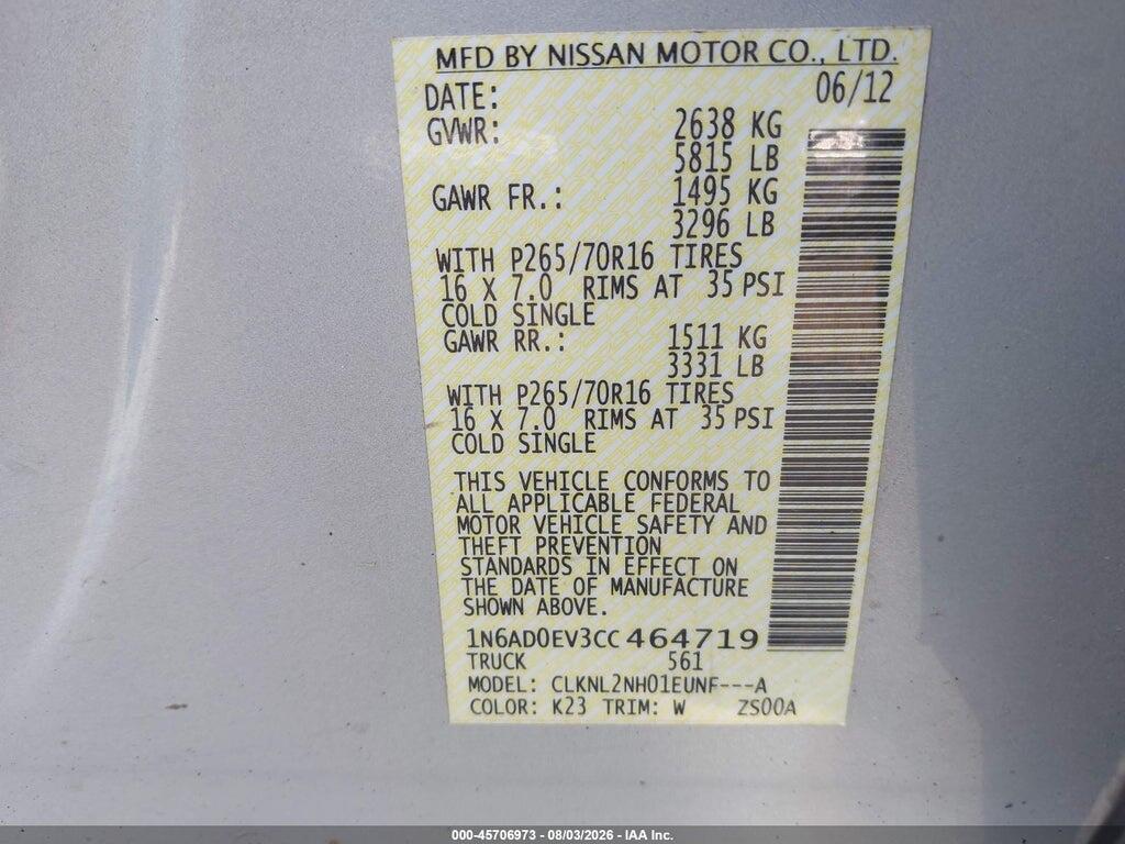 1N6AD0EV3CC464719 2012 NISSAN FRONTIER photo no. 9