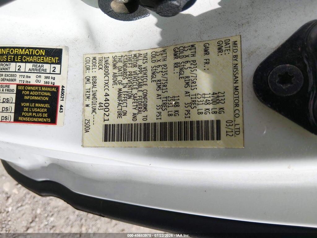 1N6BD0CTXCC440021 2012 NISSAN FRONTIER photo no. 9