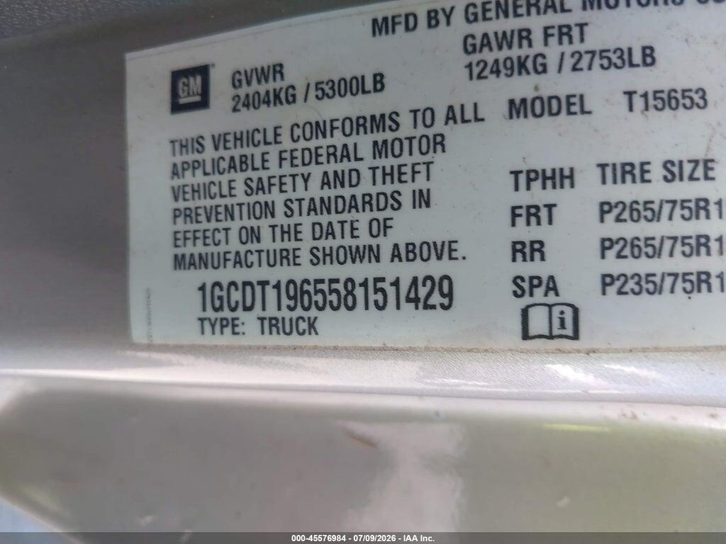 1GCDT196558151429 2005 CHEVROLET COLORADO photo no. 9