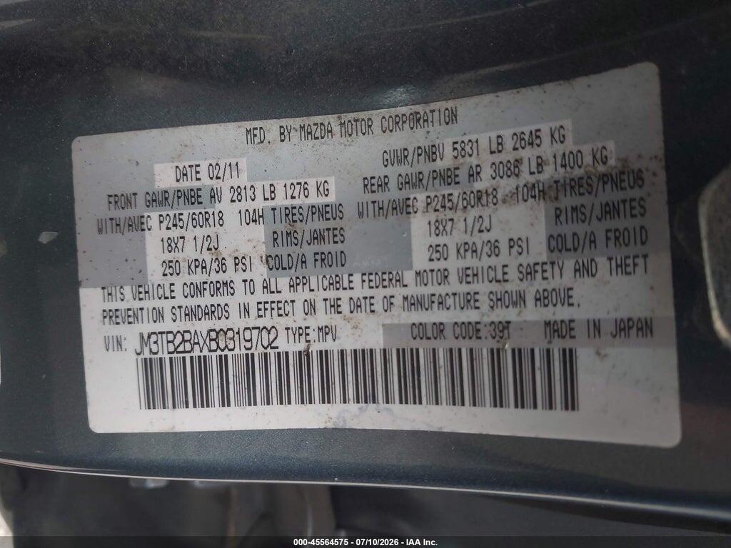 JM3TB2BAXB0319702 2011 MAZDA CX-9 photo no. 9