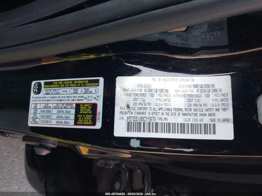 JM3TB3DV8B0316979 2011 MAZDA CX-9 photo no. 9
