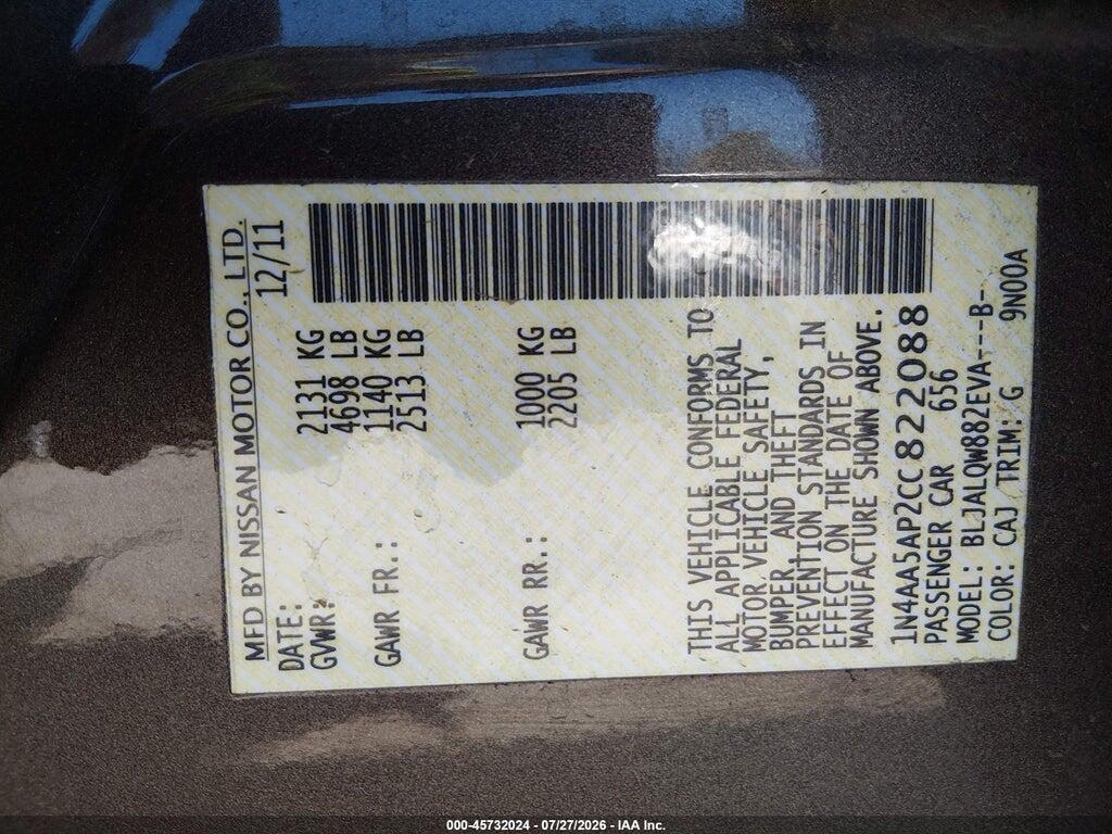 1N4AA5AP2CC822088 2012 NISSAN MAXIMA photo no. 9