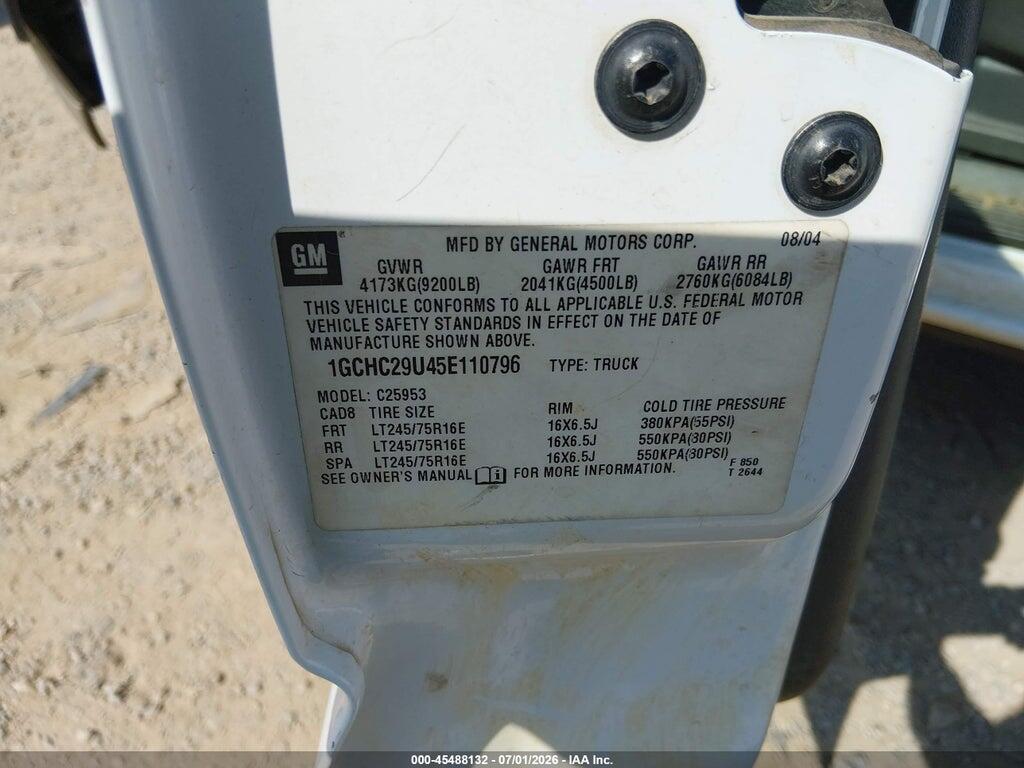 1GCHC29U45E110796 2005 CHEVROLET SILVERADO 2500HD photo no. 9