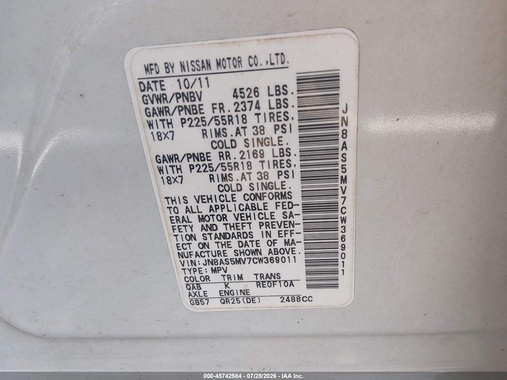 JN8AS5MV7CW369011 2012 NISSAN ROGUE photo no. 9