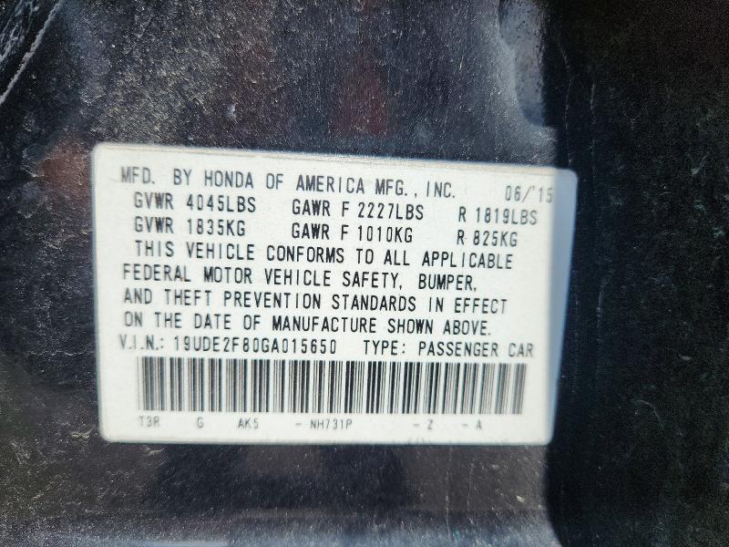 19UDE2F80GA015650 2016 ACURA ILX photo no. 12