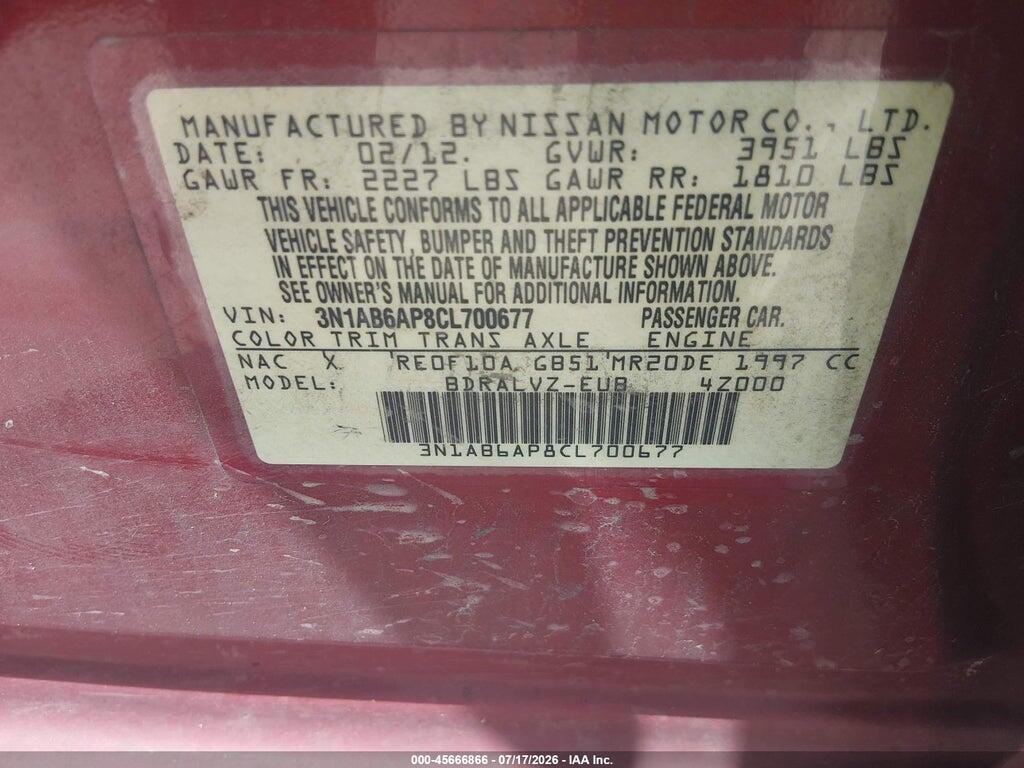 3N1AB6AP8CL700677 2012 NISSAN SENTRA photo no. 9