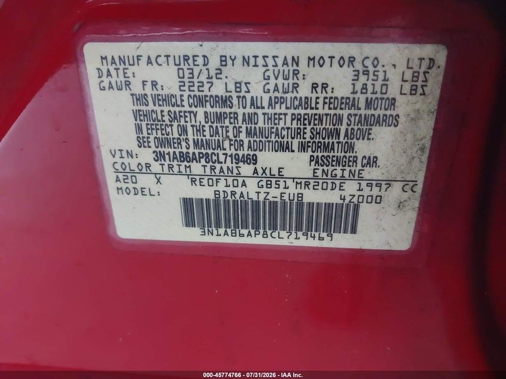 3N1AB6AP8CL719469 2012 NISSAN SENTRA photo no. 9