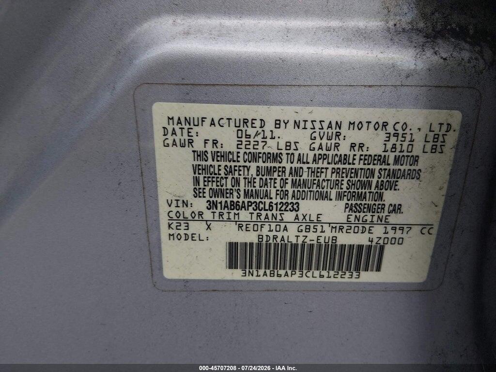 3N1AB6AP3CL612233 2012 NISSAN SENTRA photo no. 9
