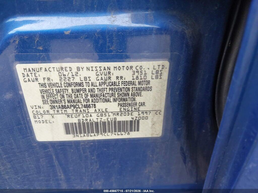 3N1AB6AP9CL746678 2012 NISSAN SENTRA photo no. 9