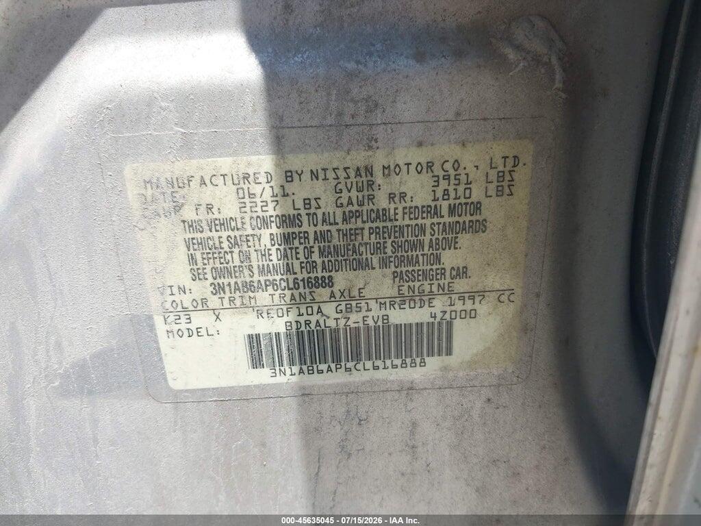 3N1AB6AP6CL616888 2012 NISSAN SENTRA photo no. 9