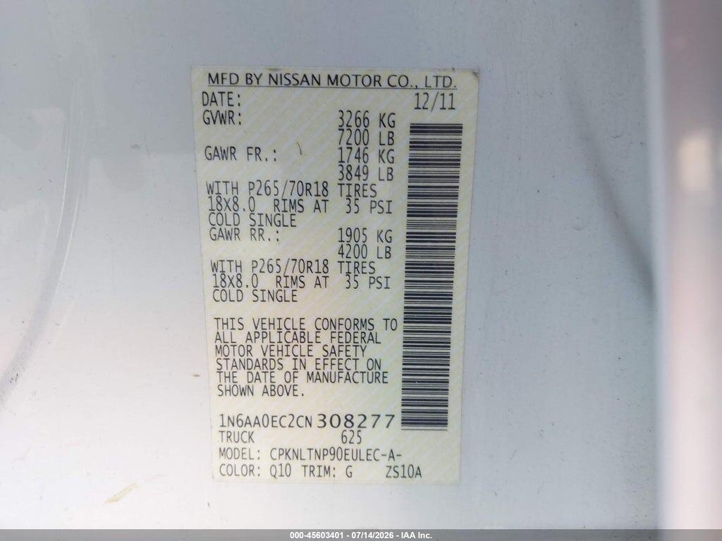 1N6AA0EC2CN308277 2012 NISSAN TITAN photo no. 9