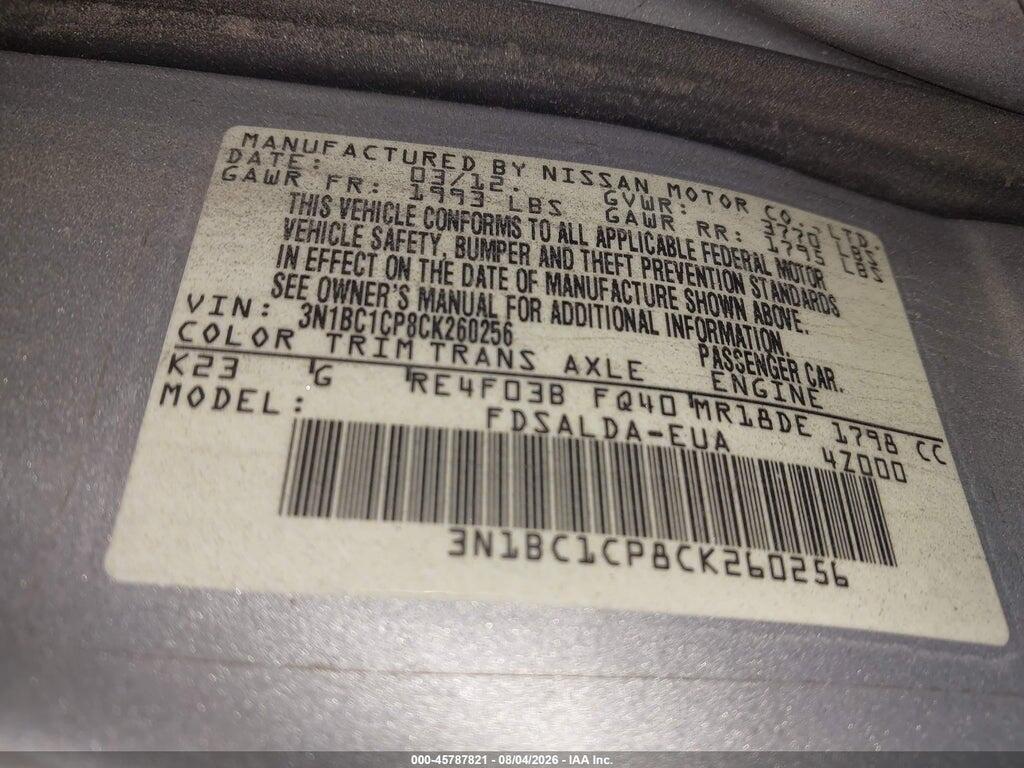 3N1BC1CP8CK260256 2012 NISSAN VERSA photo no. 9