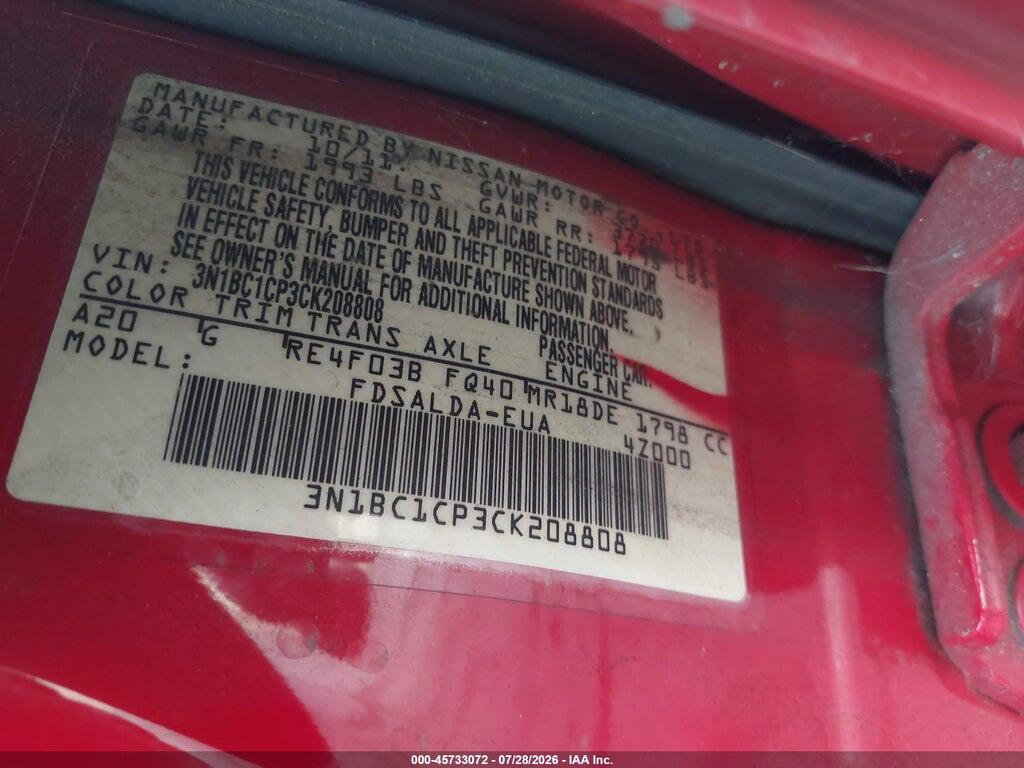 3N1BC1CP3CK208808 2012 NISSAN VERSA photo no. 9